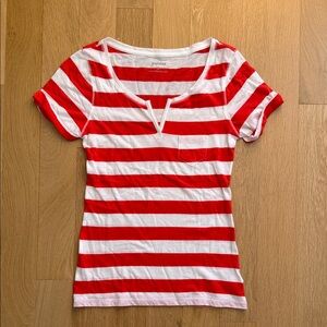 Express Red and White Striped Short Sleeve Tee
